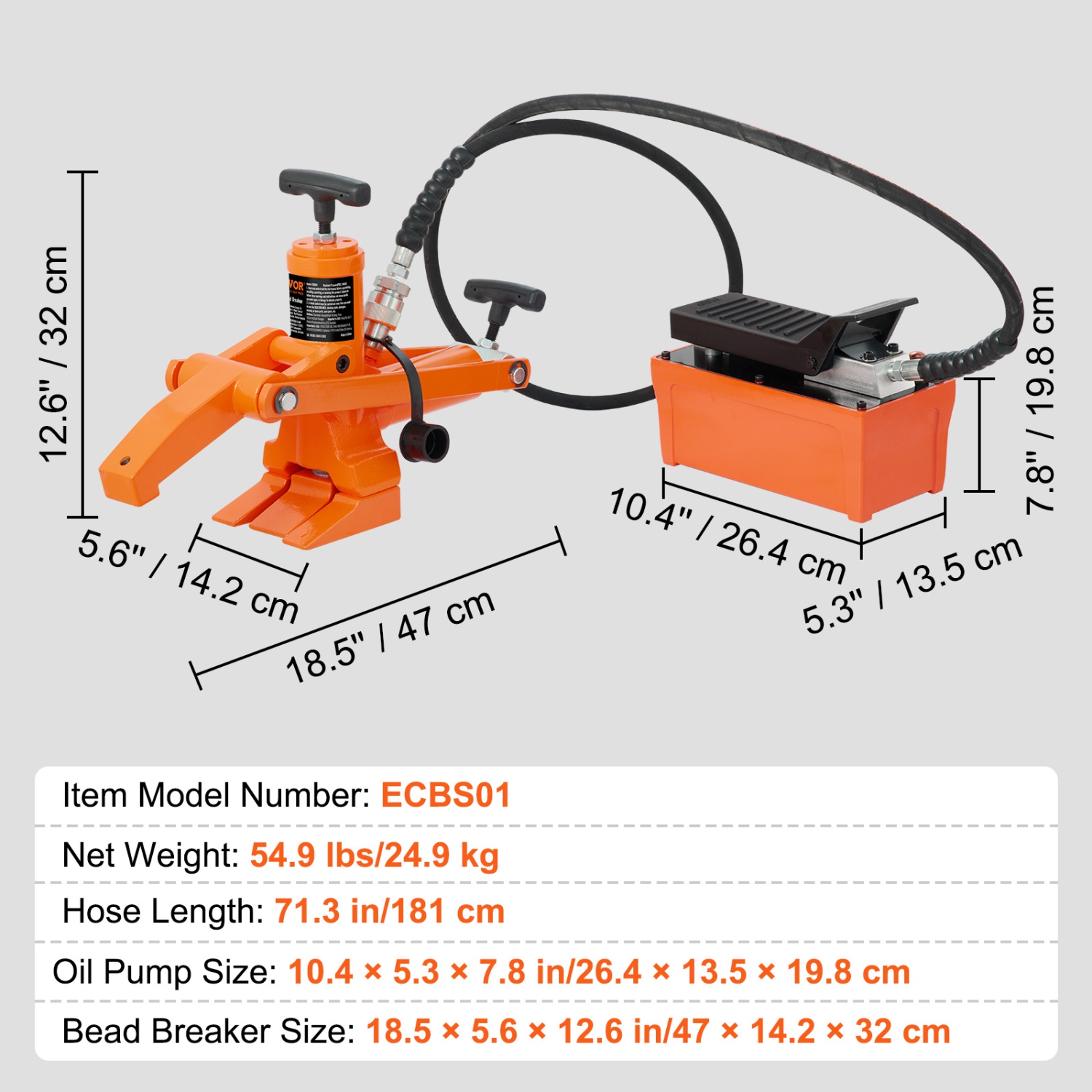 VEVOR 10000 Hydraulic Bead Breaker, PSI Tire Bead Breaker with Metal Foot Pump, Heavy-duty Steel Bead Breaker Tool for Tractors, Trucks, Buses, Lawn