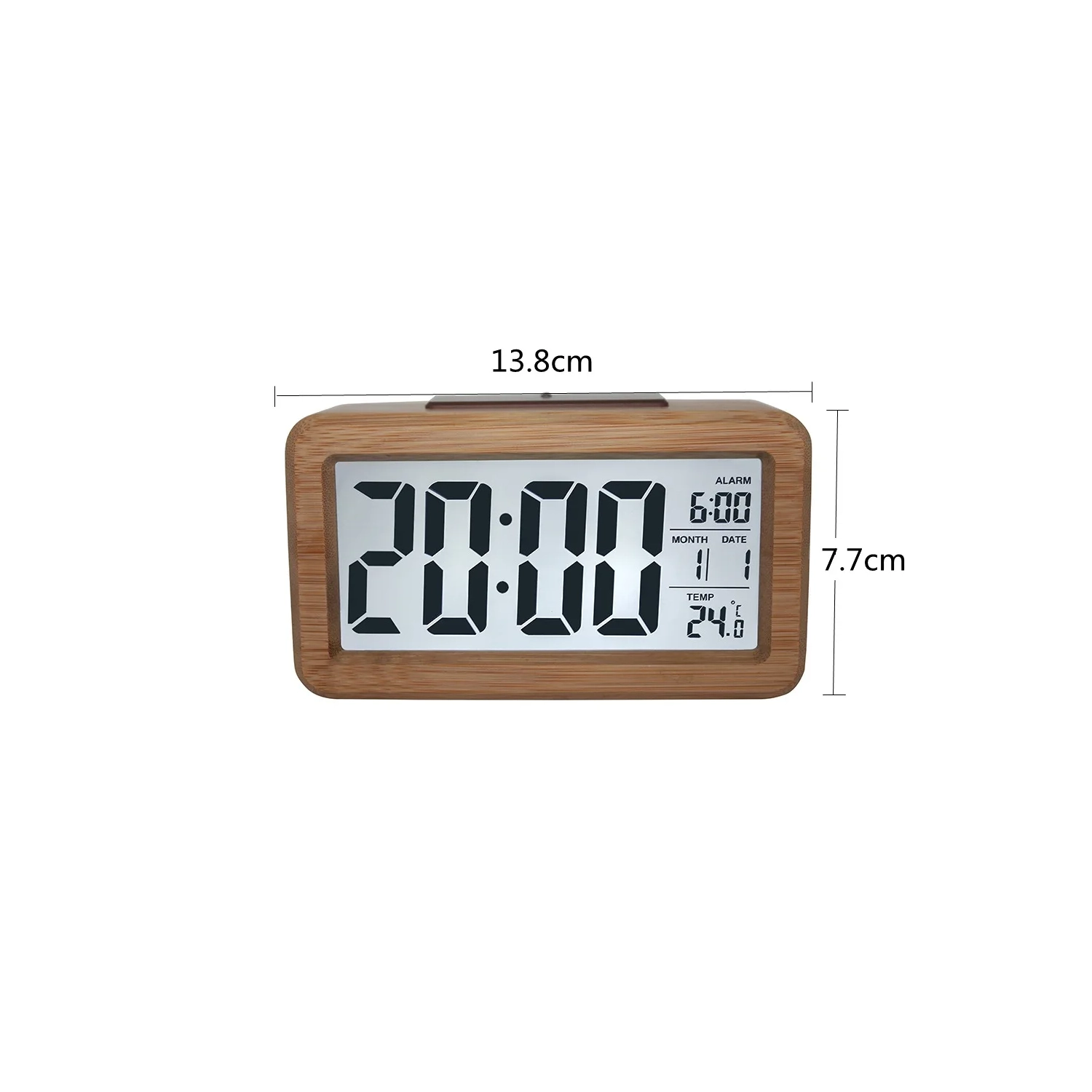 Réveille-matin numérique en bois, réveil LED avec affichage de la date, température pour les chambres, à côté, table, bureau, POWERED de la BATTERIE