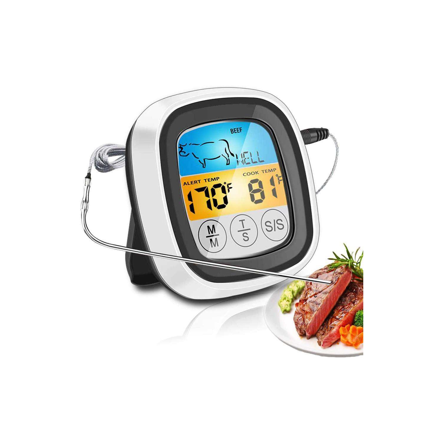 Meat Thermometer Digital Touchscreen Cooking Food Thermometer Instant Read Thermometer for Meat Cooking in Grill Smoker BBQ