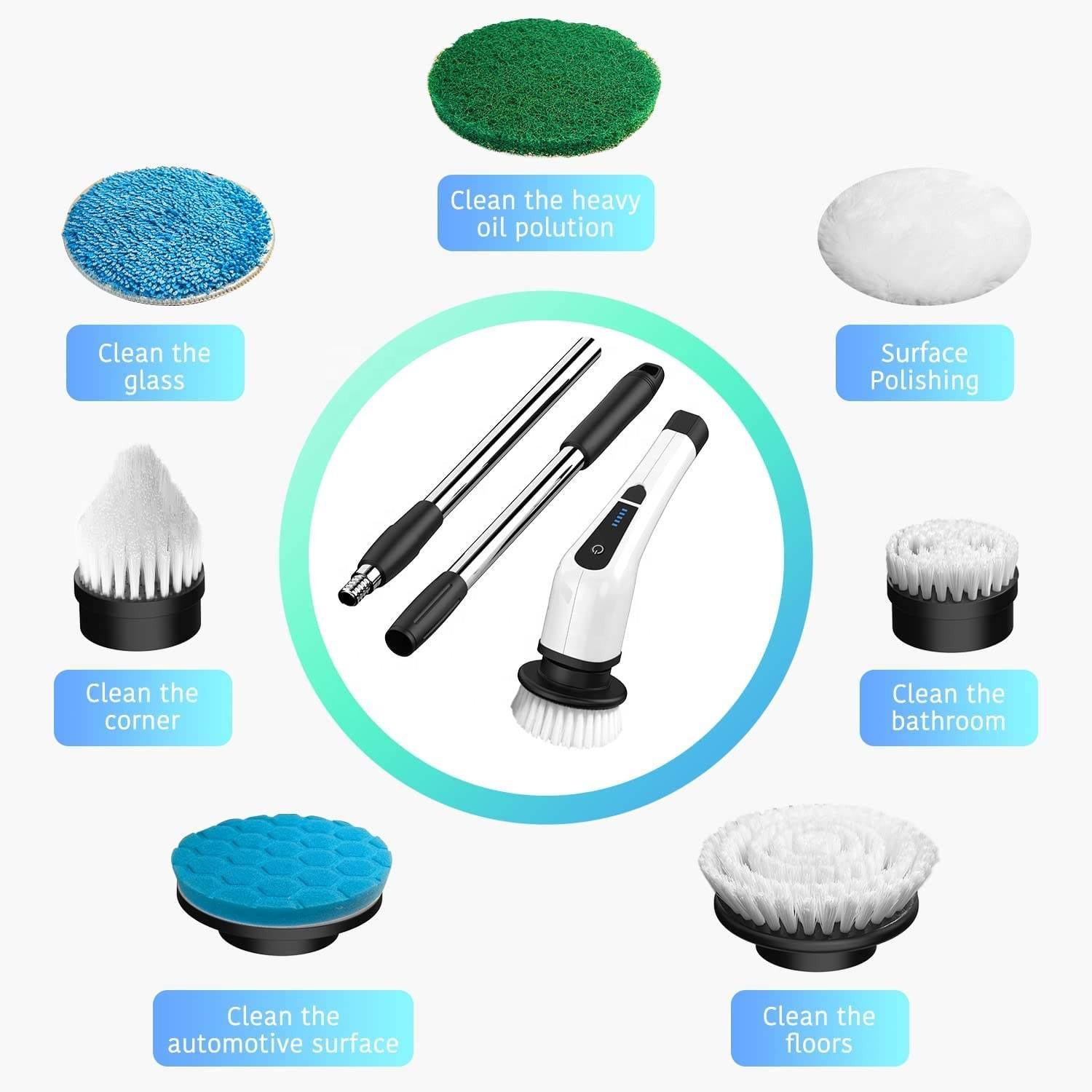 Brosse à récurer électrique Brosse de cuisine domestique Brosse de salle de bain USB Outils de nettoyage rotatifs portatifs pour baignoire de douche