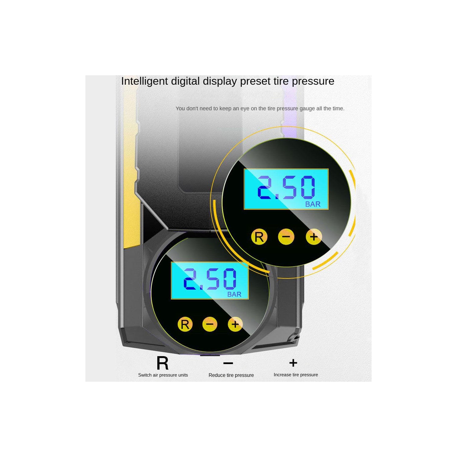 Tire Inflator Portable Air Compressor Tire Air Pump for Car Tires Digital Pressure Gauge, Emergency LED Light for Motorcycle