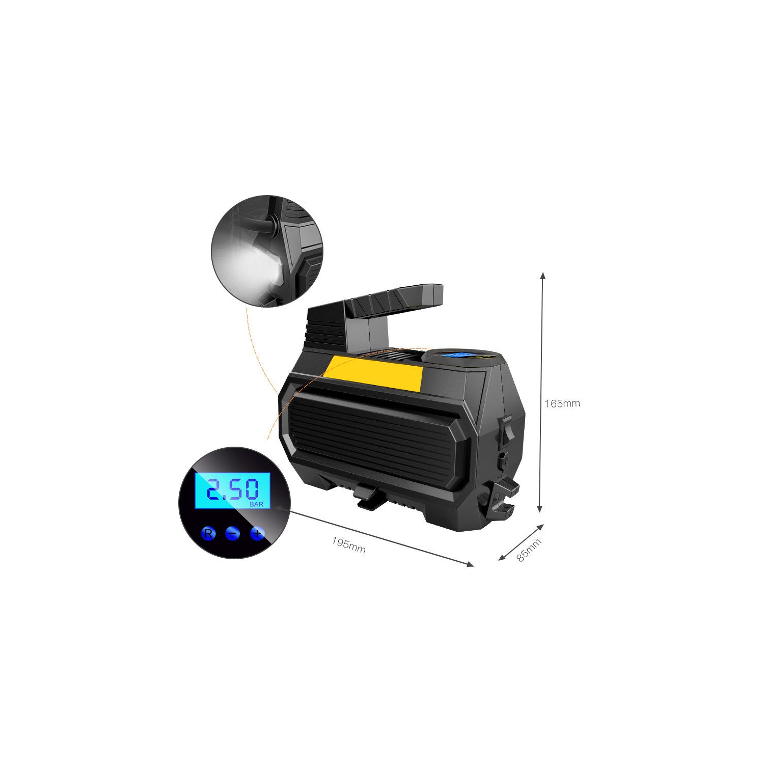 Tire Inflator Portable Air Compressor Tire Air Pump for Car Tires Digital Pressure Gauge, Emergency LED Light for Motorcycle