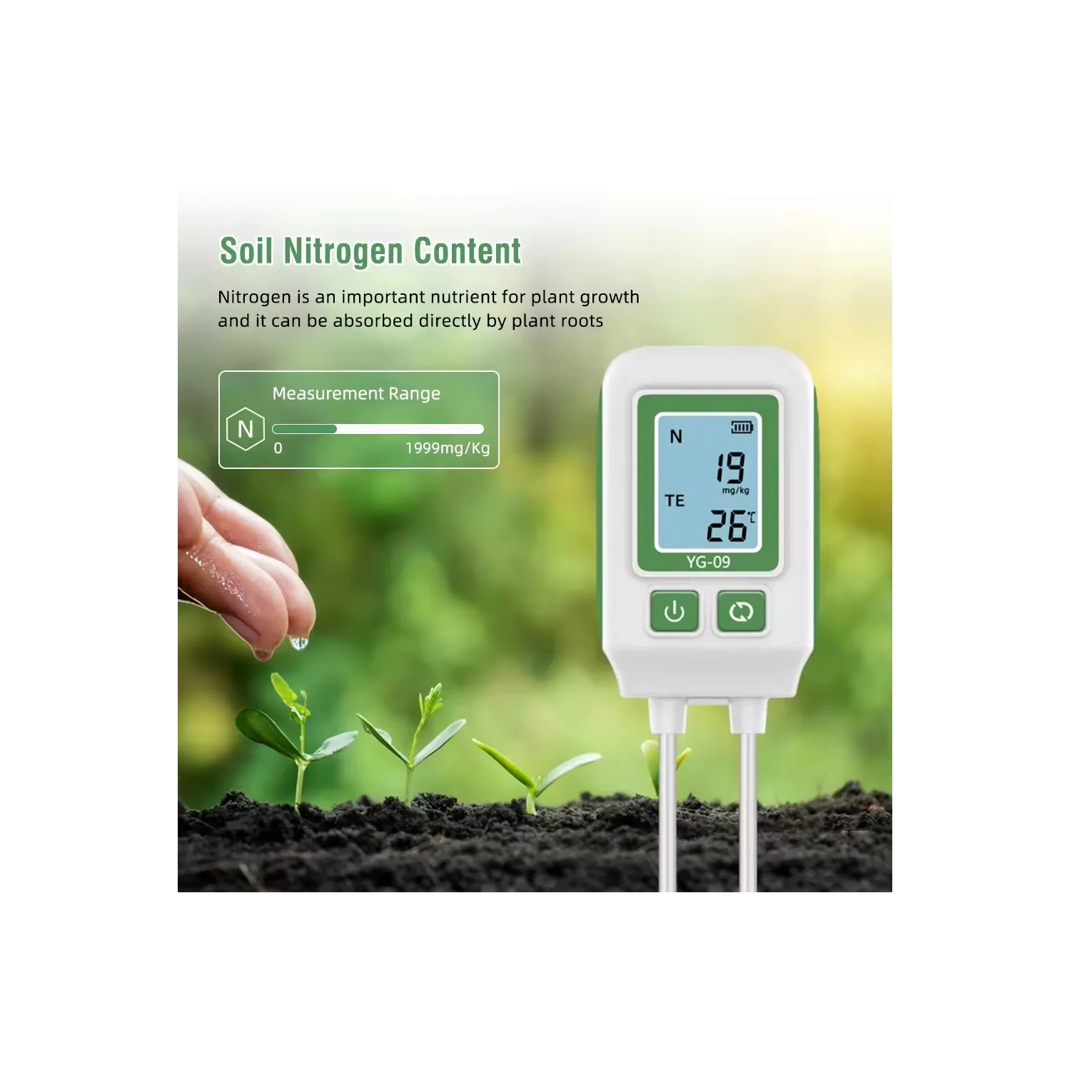 Tester de sol NPK Temp/Nitrogen/Phosphore/Potassium Capteur Nutrient Meter pour jardiner la plantation en pot