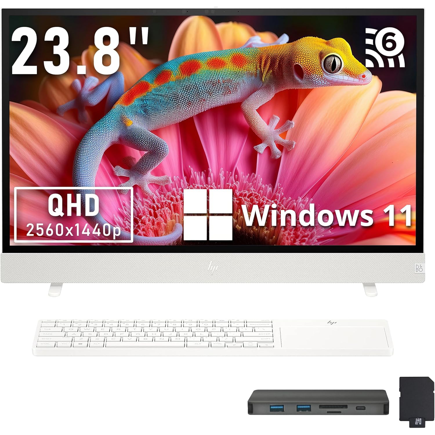 HP Envy Move 23.8" QHD Touch All-in-One Desktop, Intel i5-1335U, 2.28TB Storage (2TB SSD + 288GB Docking Station Set),8GB LPDDR5, Intel UHD Graphics, Fast Charge, Win 11, White