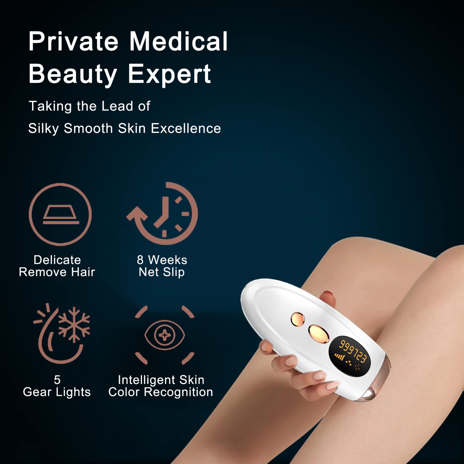 Épilateur domestique Épilateur corporel Épilation laser épilation des poils pour jambes faciales Bras Armpits-Blanc