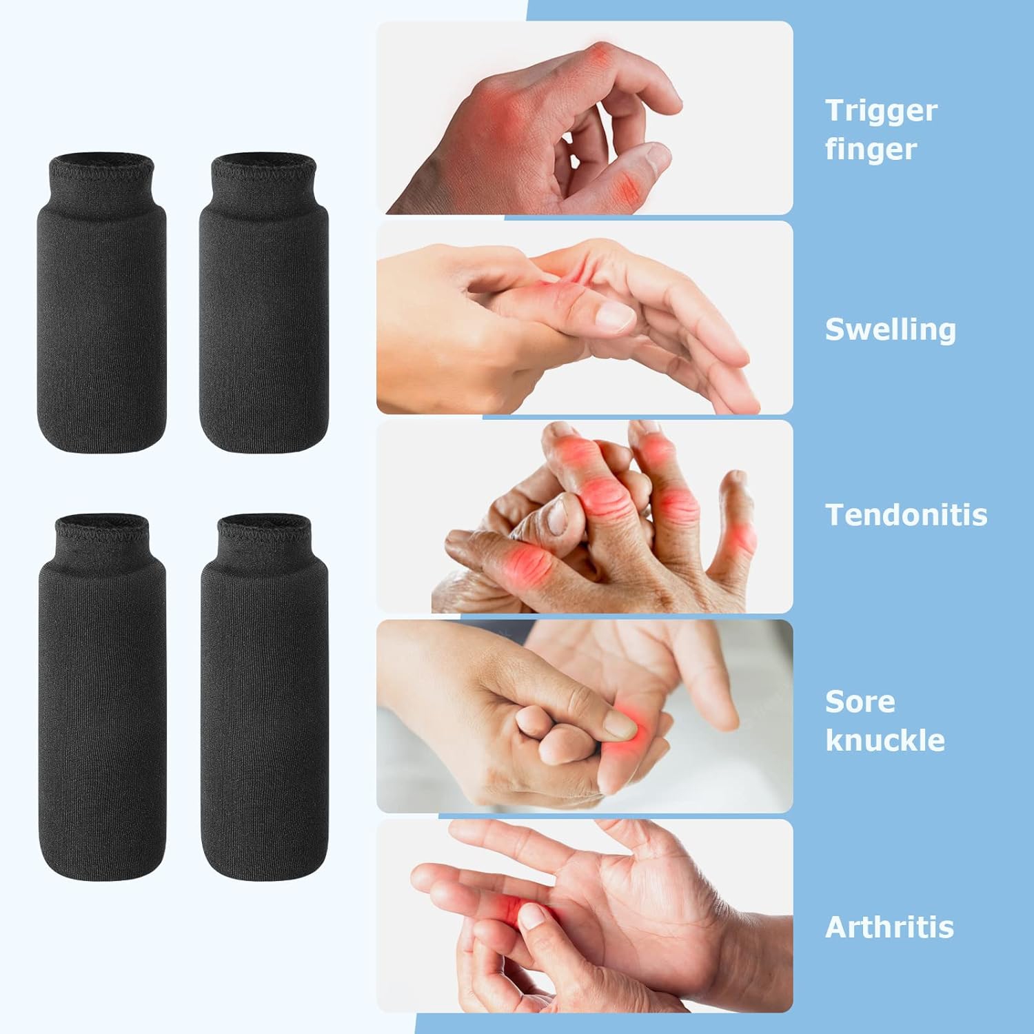 Finger Ice Sleeves 4PCS Ice Packs for Fingers,Thumbs Hot Cold Therapy for Arthritis,Tendinitis,Swollen Finger