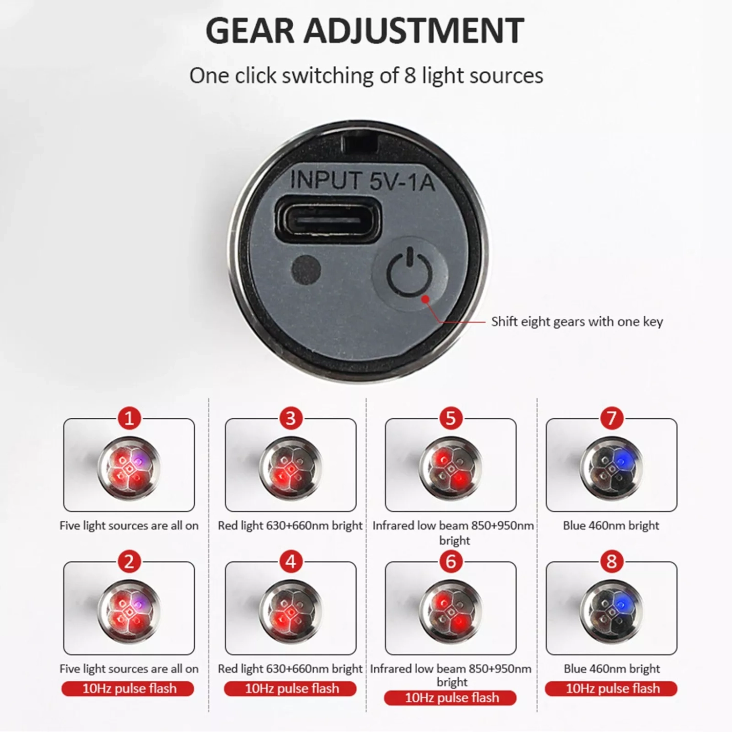 5 LEDs Red Light Therapy Lamp Infrared Torch for Pain Relief Beauty Repair Rechargeable Red Light Therapy Flashlight