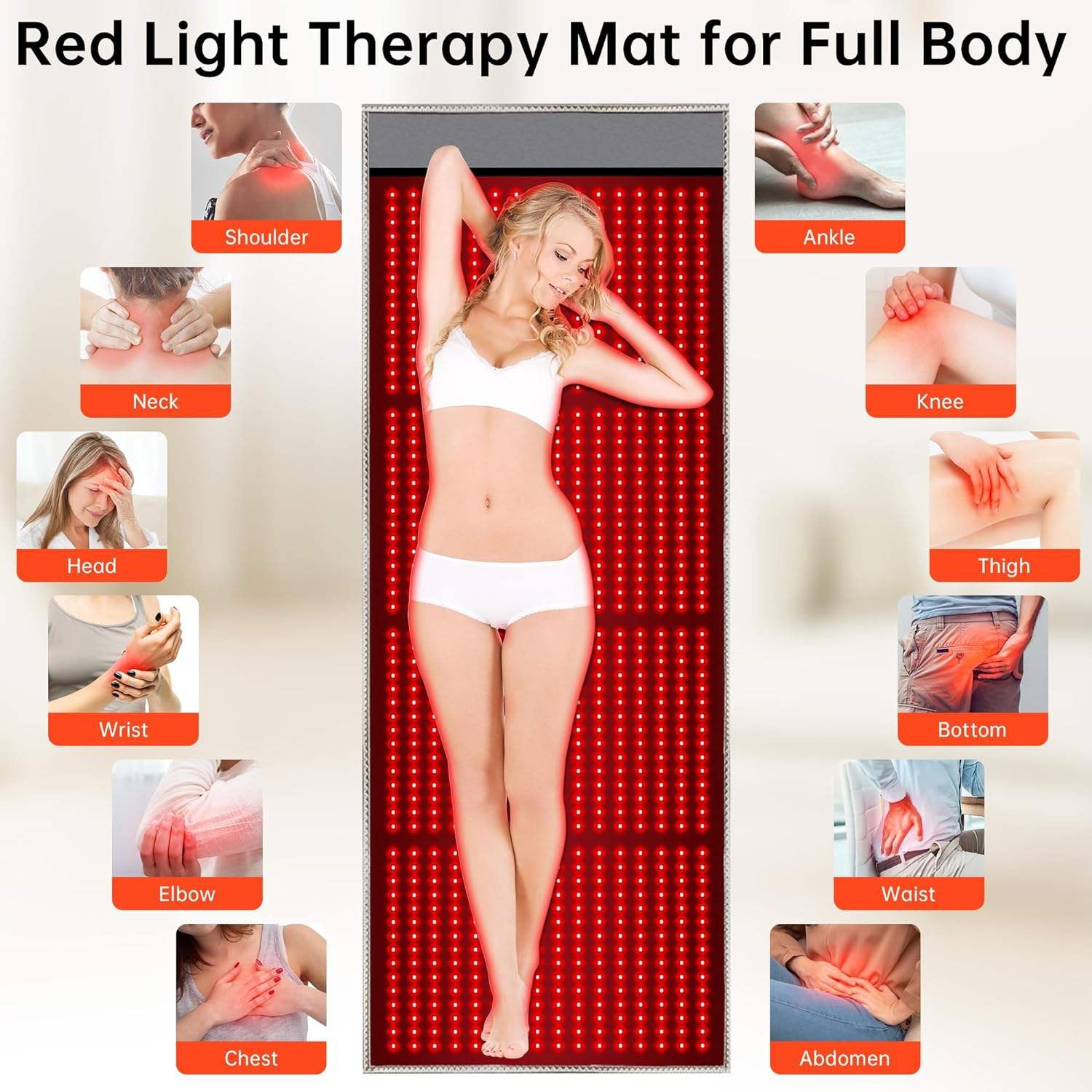 Red Light Therapy Mat for Full Body,1280 LEDs Large Light Therapy Mat,660nm 850nm Near Infrared Light Therapy Pad for Neck Shoulder Back Knee Pain