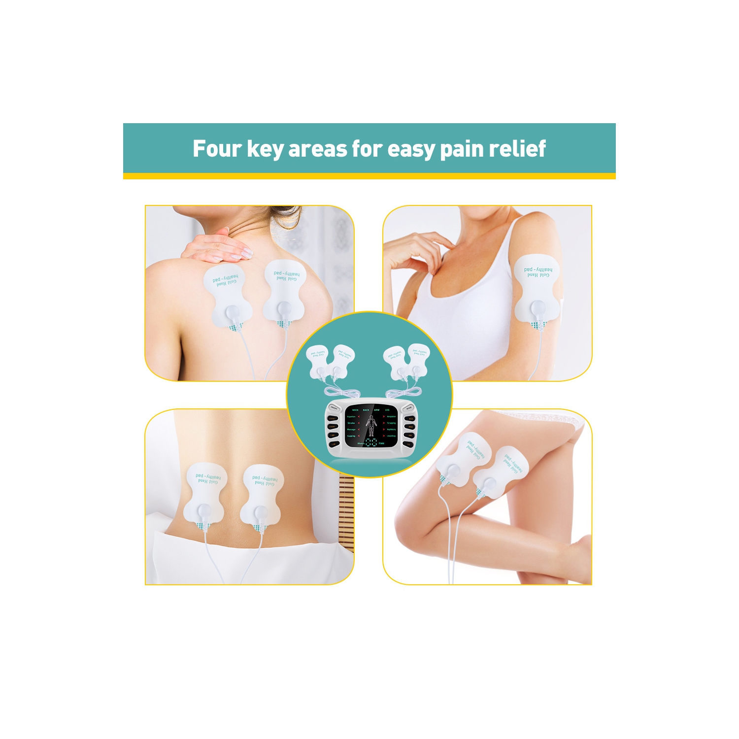 EMS Patch Massager for Pain Relief,Electric Rechargeable Pulse Massager for Back Neck Legs Arms Waist,Portable Pulse Massager