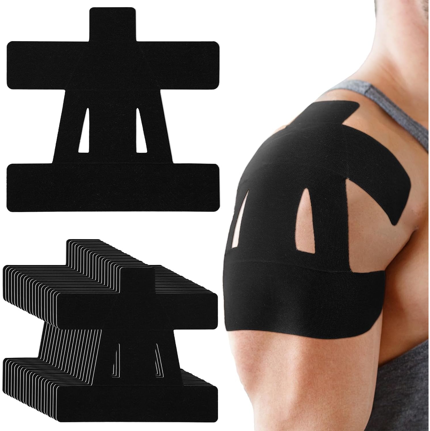 20PCS Kinesiology Tape for Shoulder,Shoulder Pain Relief Sports Tape, Waterproof Breathable Elastic Athletic Tape for Shoulder Support & Muscle Sports