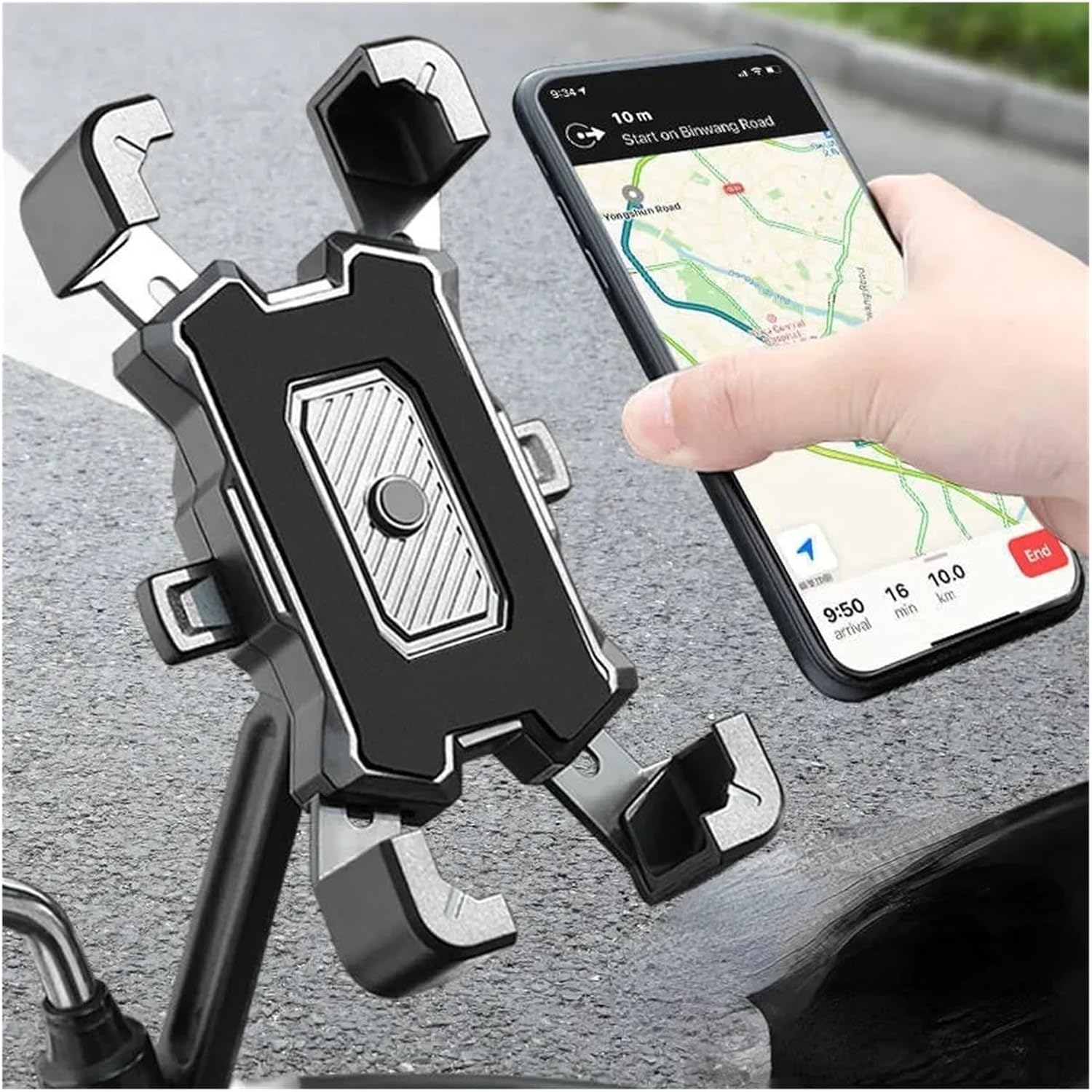 Motorcycle Navigation Phone Holder Electric Vehicle Bicycle Shockproof Phone Holder - Red