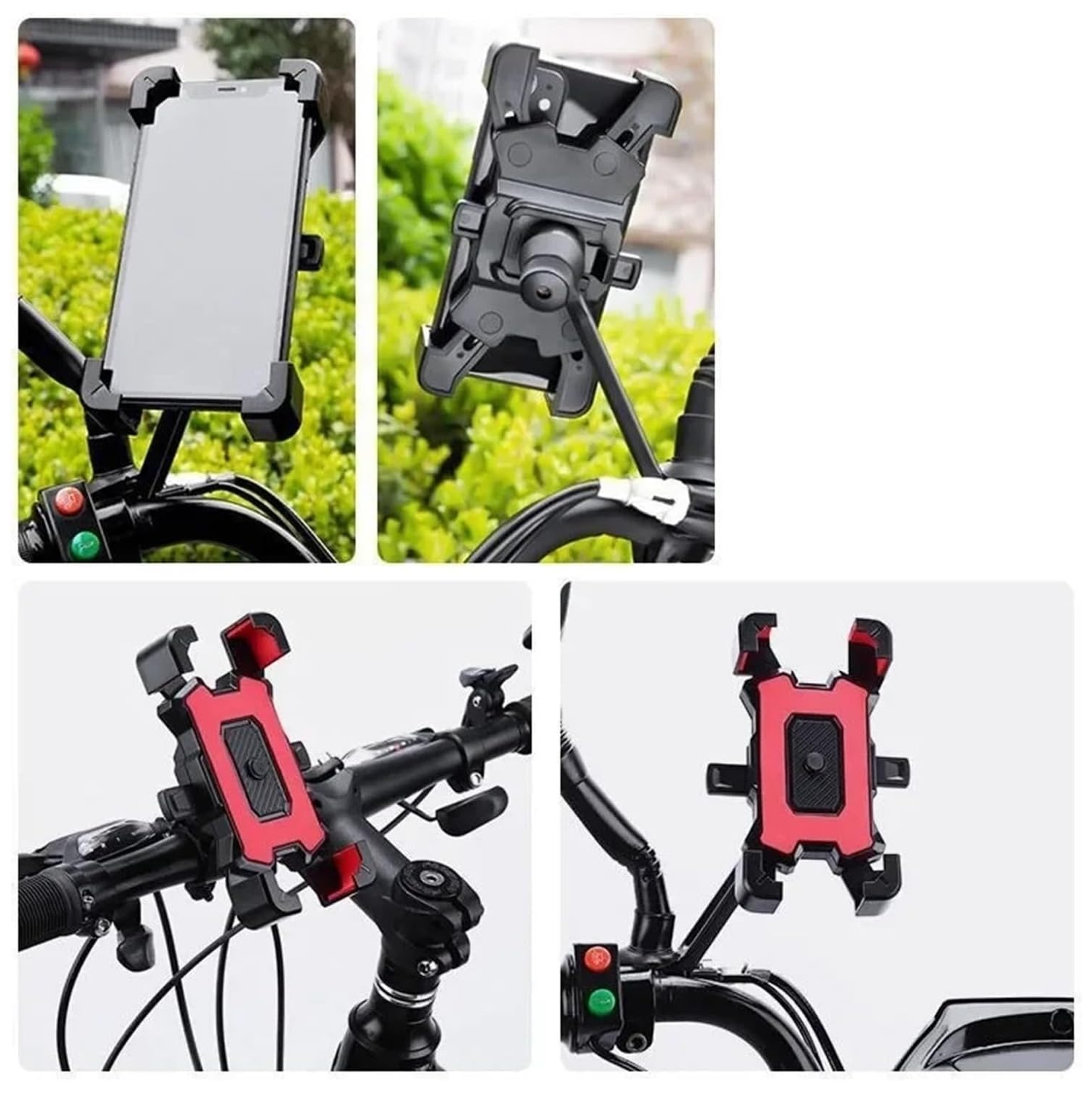 Motorcycle Navigation Phone Holder Electric Vehicle Bicycle Shockproof Phone Holder - Red