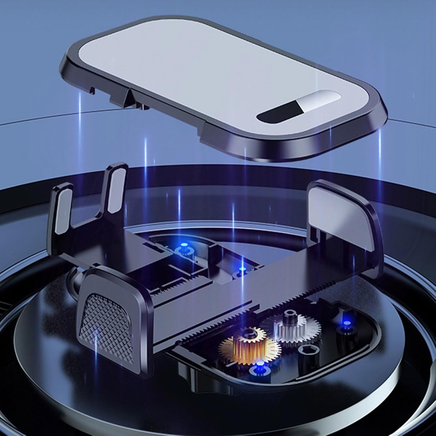 Car phone holder, non-slip adhesive, 360° rotating telescopic arm, one-handed operation, easy installation