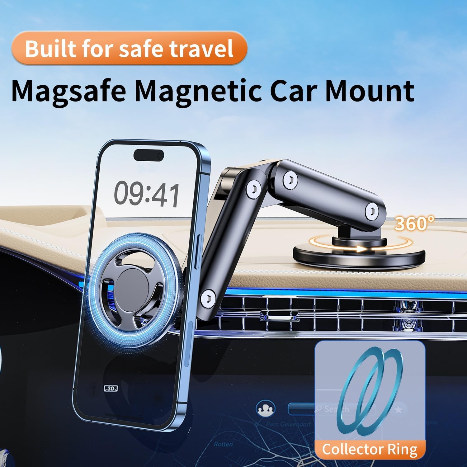 Heavy Duty Aluminum Full Angle Car Dashboard and Windshield Absorber Phone Car Mount Phone Holder