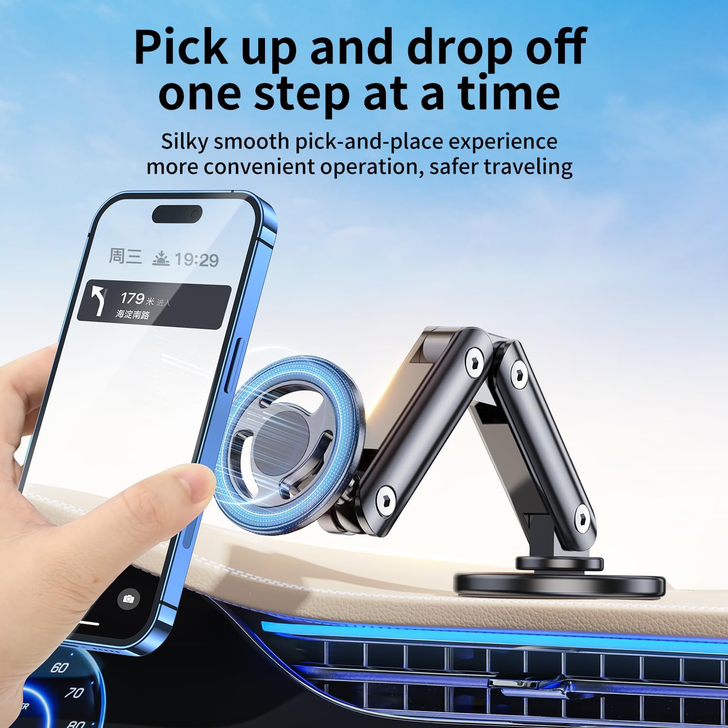 Heavy Duty Aluminum Full Angle Car Dashboard and Windshield Absorber Phone Car Mount Phone Holder