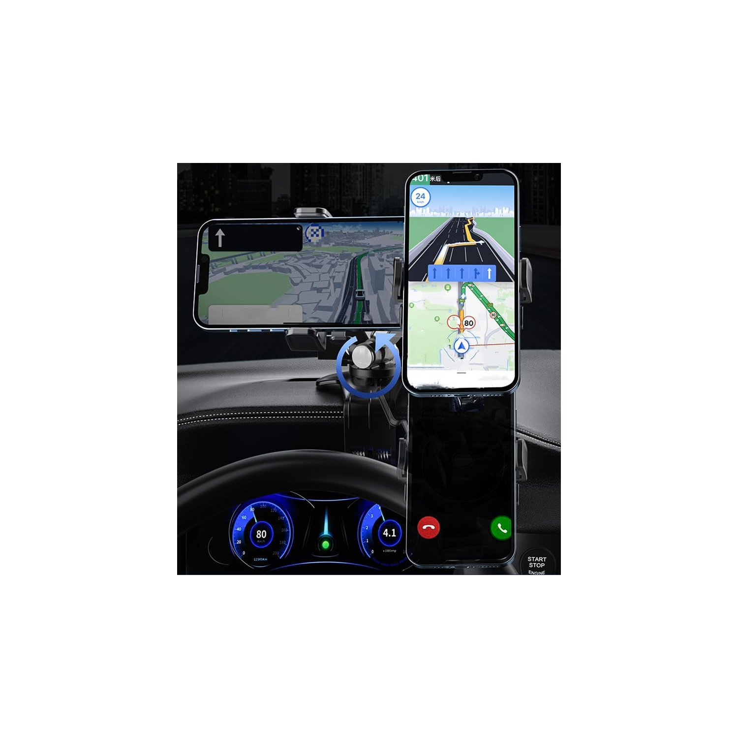 Suporte Universal para Smartphone de carro 360° para smartphones de 4,7 a 7 polegadas