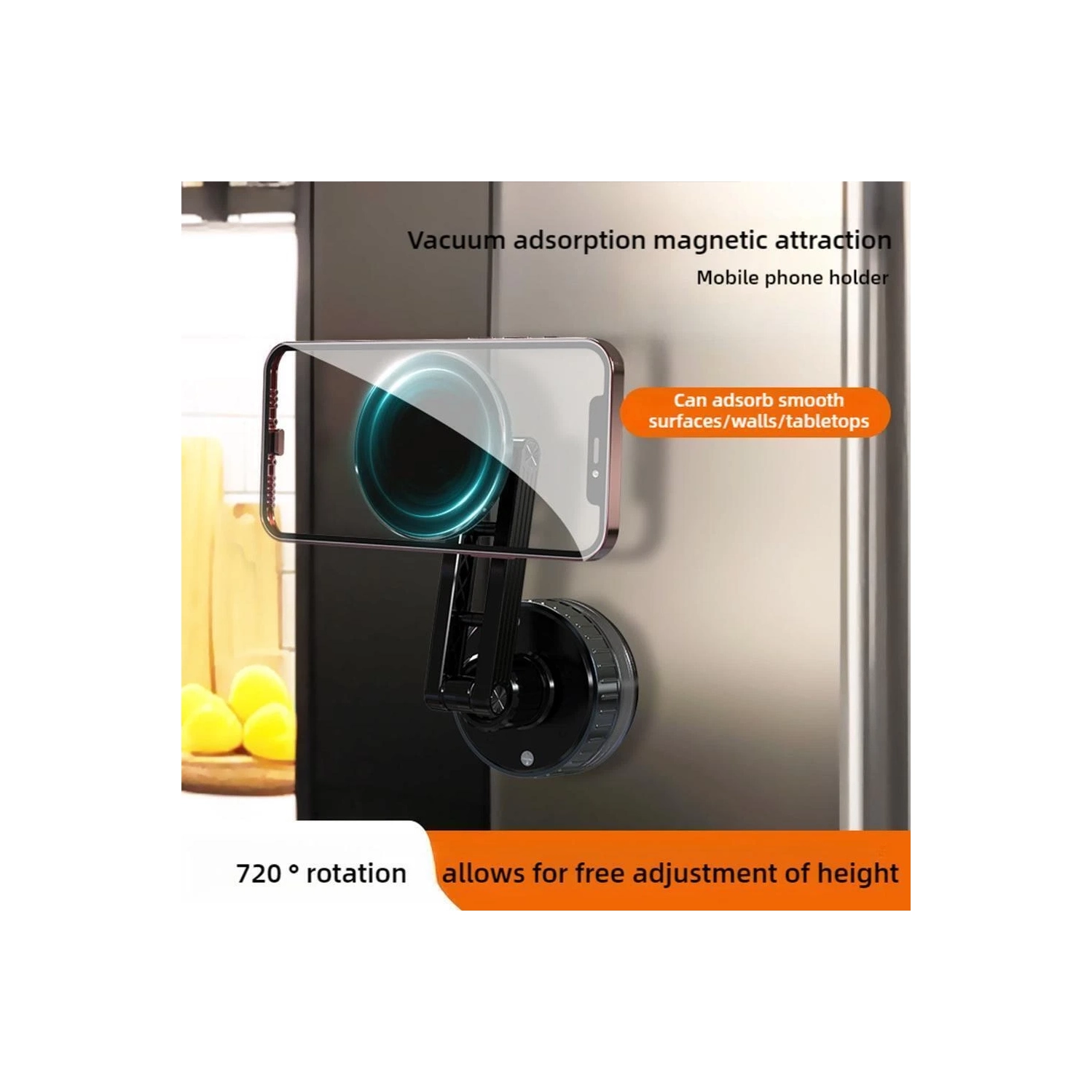 Magnetic Phone Holder 360° Rotating Vacuum Adsorption Strong Suction Cup Car Mount