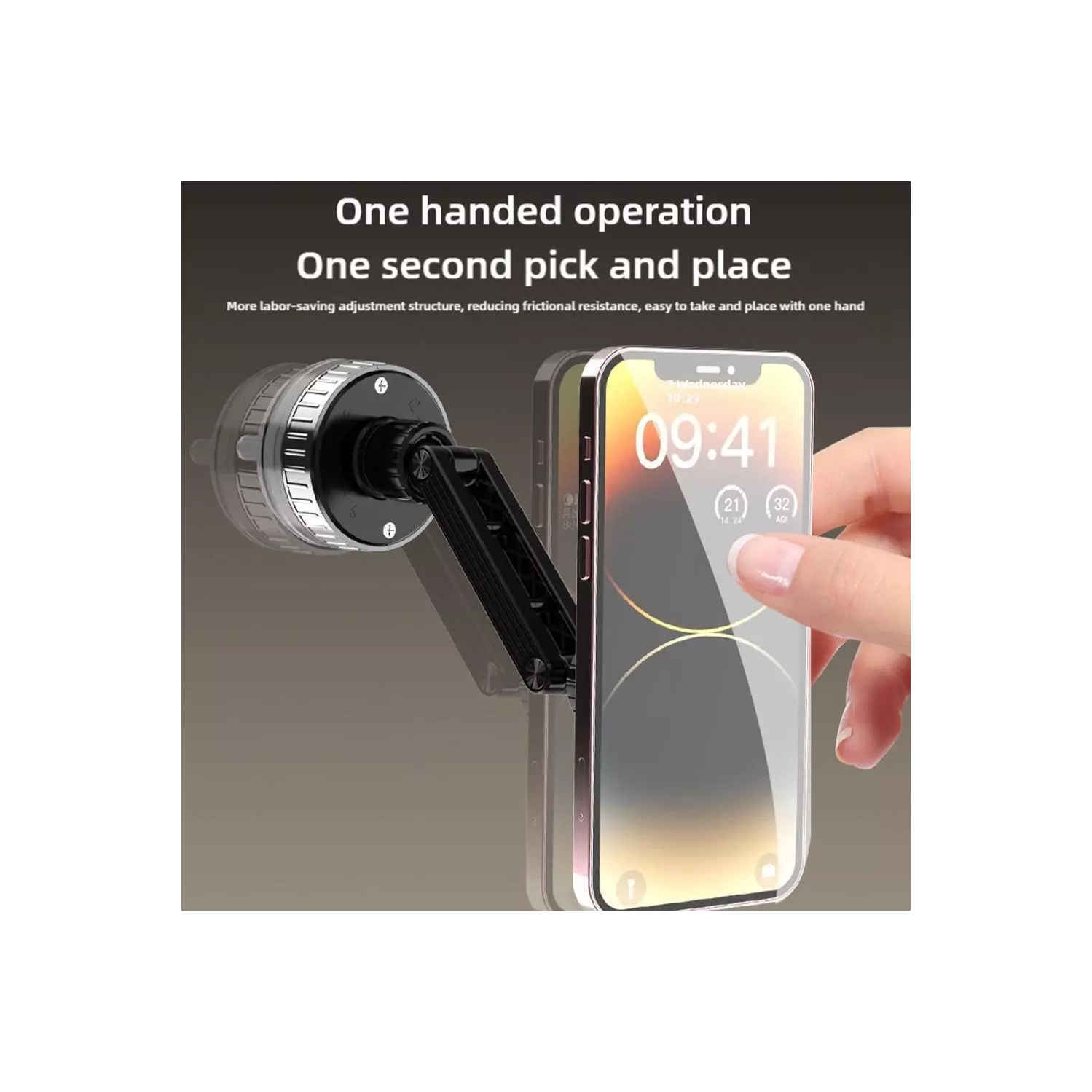 Magnetic Phone Holder 360° Rotating Vacuum Adsorption Strong Suction Cup Car Mount