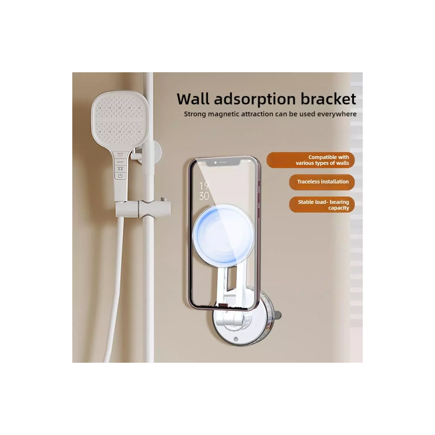 Magnetic Phone Holder 360° Rotating Vacuum Adsorption Strong Suction Cup Car Mount