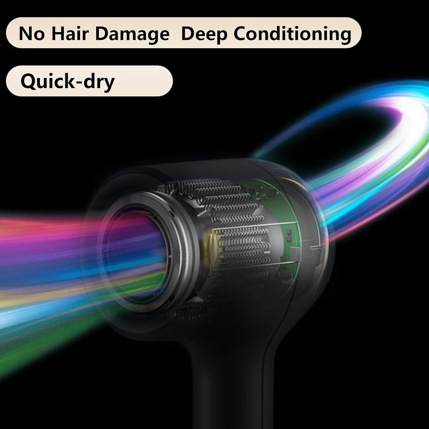 Sèche-cheveux ionique, séchage rapide, moteur c.c. sans balais, sèche-cheveux ionique natif salon, sans dommages causés par la chaleur, bouton froid