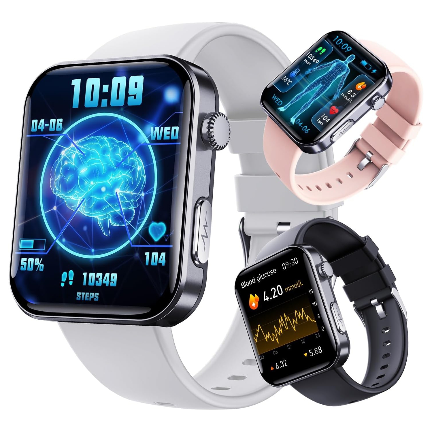 Montre sport intelligente - oxygène sanguin, pression, ECG et autres surveillance, autonomie prolongée, 52 modes de sport, étanche IP67 - compatible