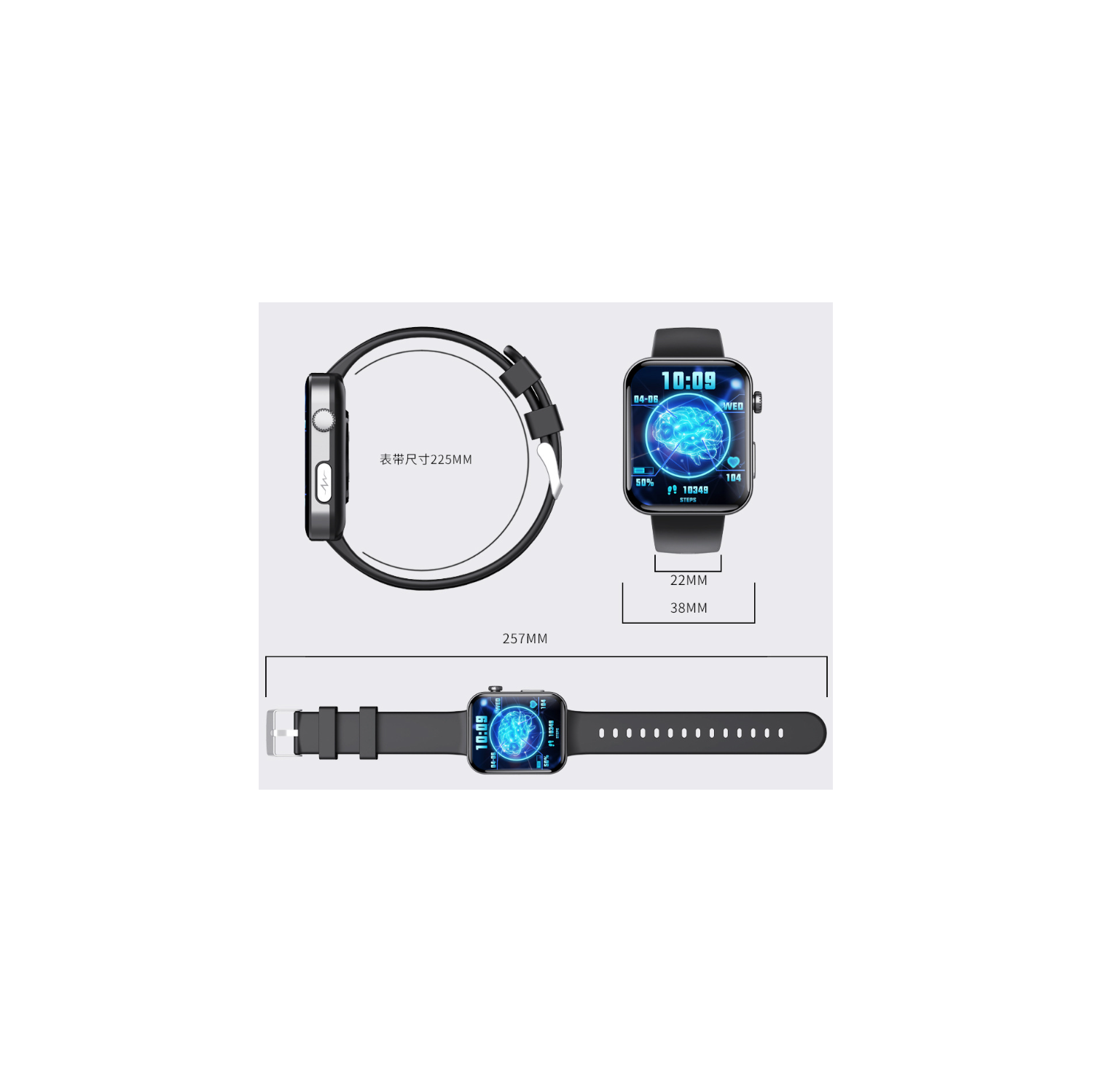 Montre intelligente de 2,1&nbsp;po avec ECG/suivi de l'oxygène sanguin/de la pression, 52 modes de sport, longue autonomie, étanche IP67 - compatible