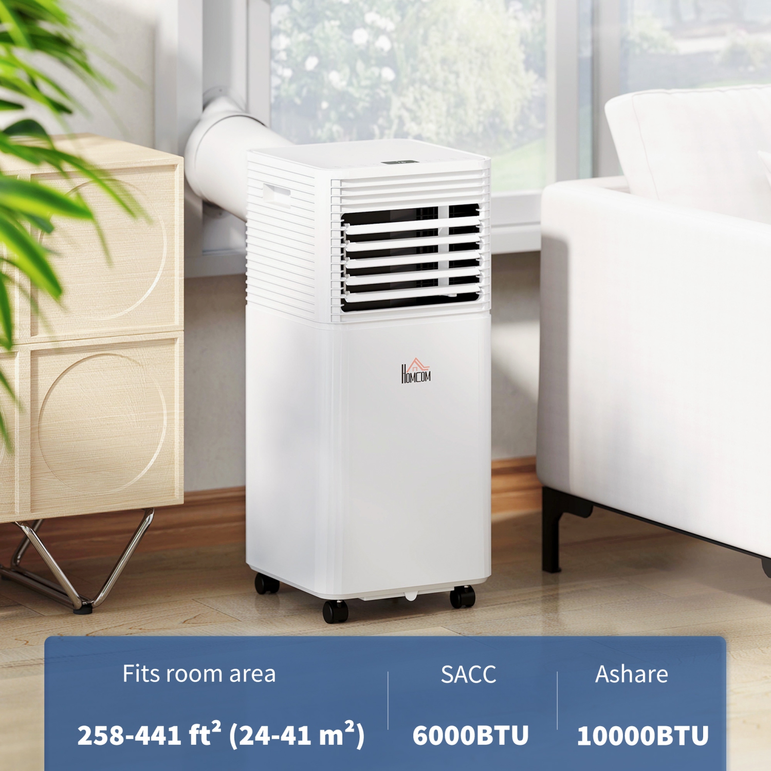 HOMCOM Portable Air Conditioner, 10,000 BTU Portable AC Unit with Dehumidifier & Fan, Sleep Modes, 24H Timer, Remote Control, Rooms up to 441 Sq. ft