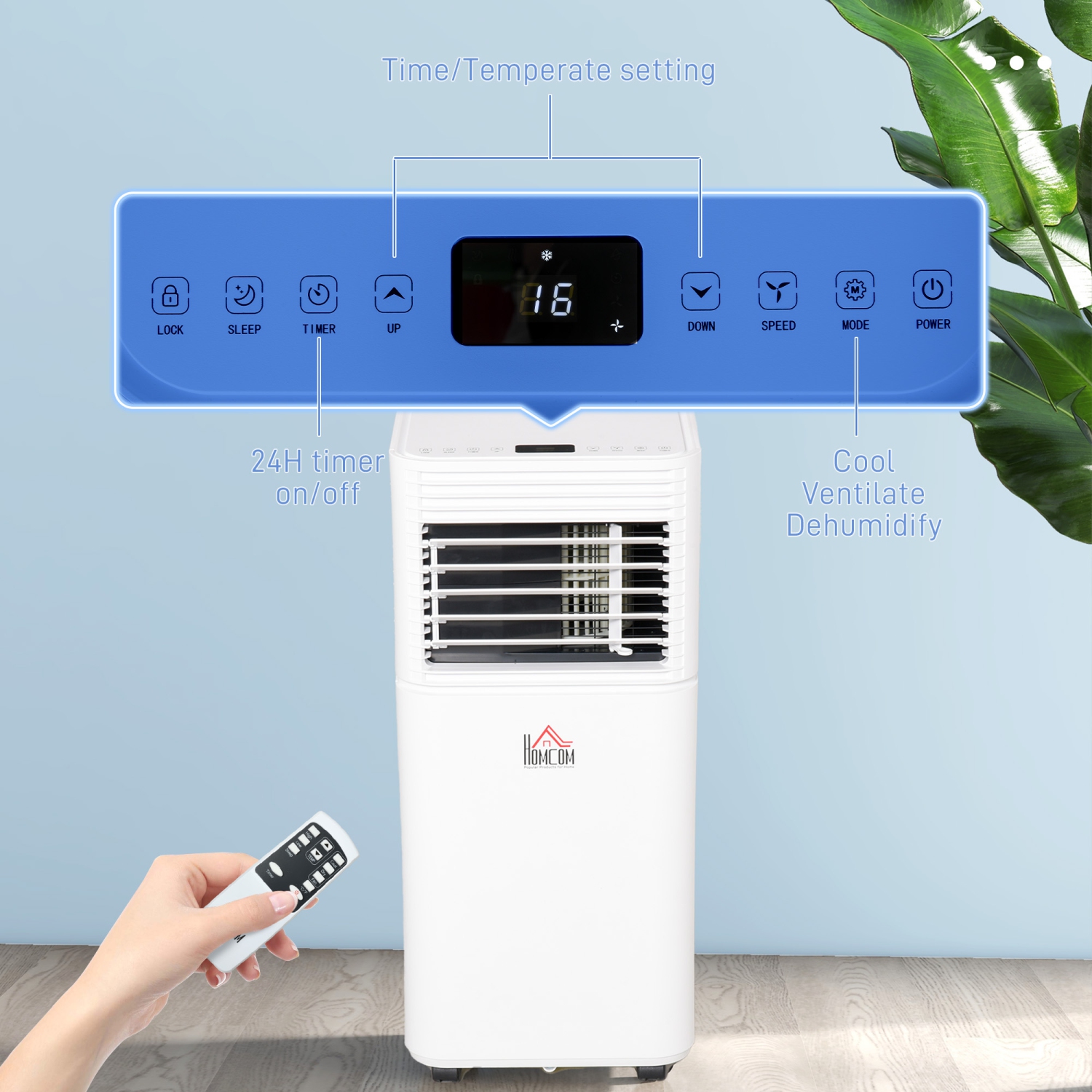 HOMCOM Portable Air Conditioner, 10,000 BTU Portable AC Unit with Dehumidifier & Fan, Sleep Modes, 24H Timer, Remote Control, Rooms up to 441 Sq. ft