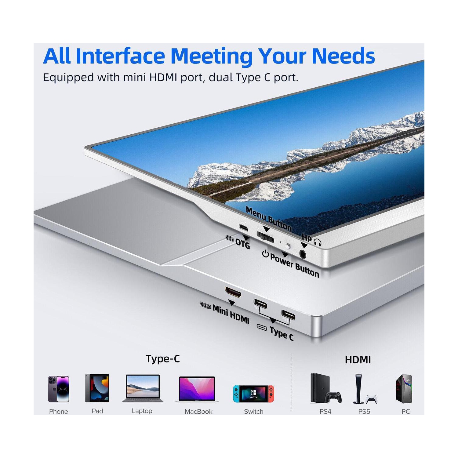 Moniteur portatif 15K 6&nbsp;po d'UPERFECT Écran de jeu portatif 4K 3840*2160 4K HDMI