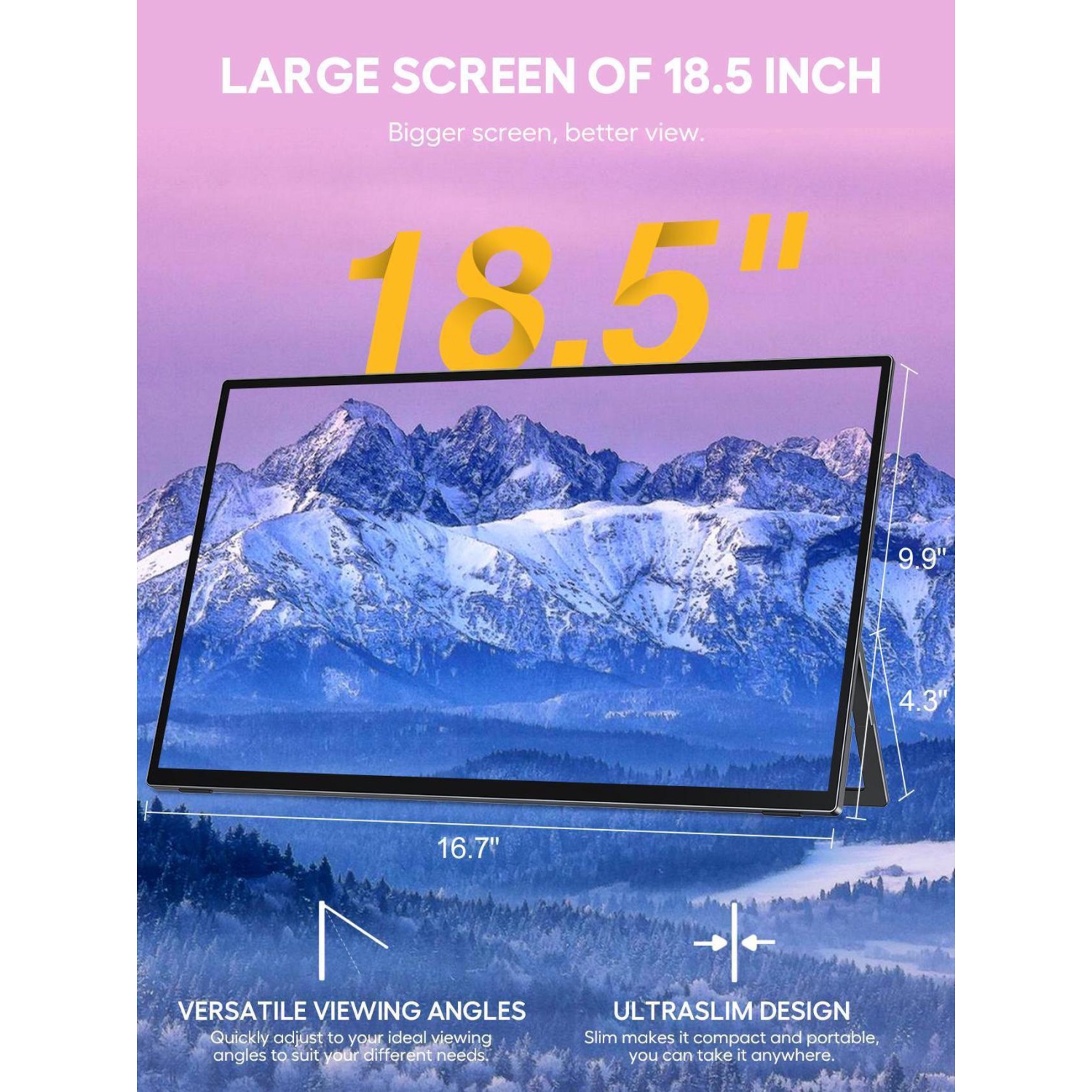 UPERFECT 18.5" 120Hz Touchscreen Portable Monitor 1080P For Xbox PS Gaming Monitor 120Hz w/180° Adjustable Stand &VESA