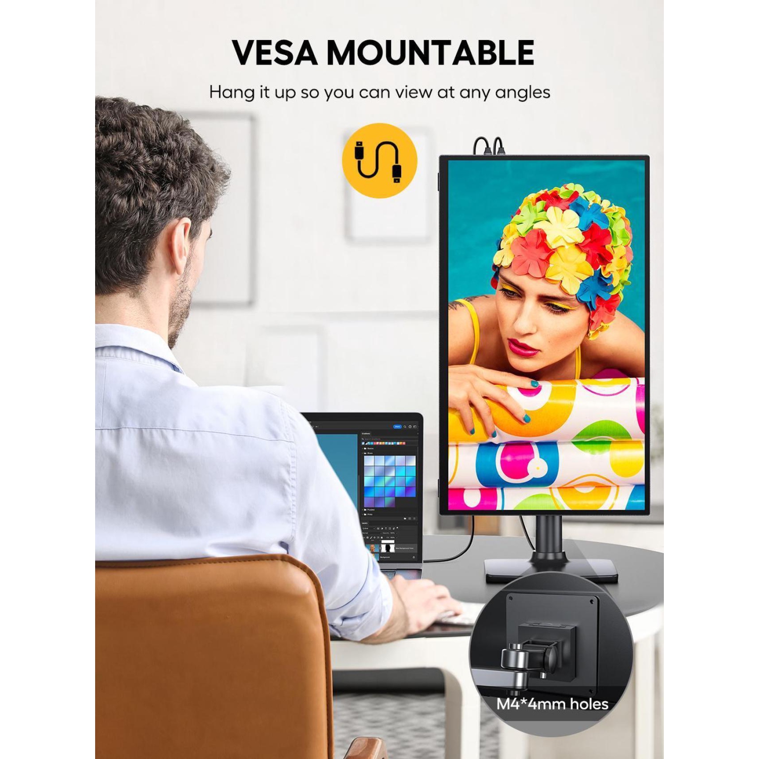 UPERFECT 18.5" 120Hz Touchscreen Portable Monitor 1080P For Xbox PS Gaming Monitor 120Hz w/180° Adjustable Stand &VESA