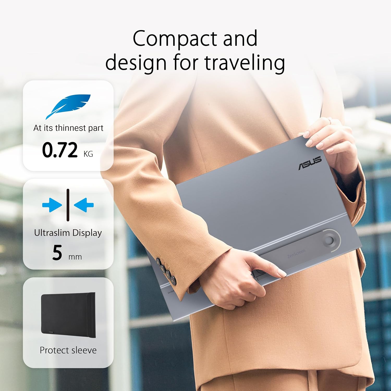 Moniteur portatif USB-C OLED 16&nbsp;po ZenScreen d'ASUS – HD intégrale, DCI-P3 100 %, 1&nbsp;ms, HDR-10, mini HDMI