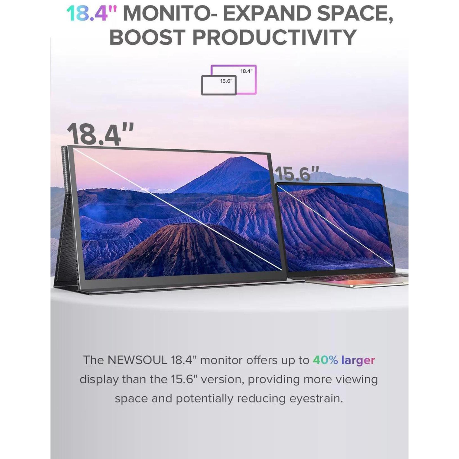 UPERFECT 18.4" 4K 3840x2160 HDR Portable Monitor USB C Monitor Gaming Screen 100%sRGB For PS6 5 XBOX ONE PC