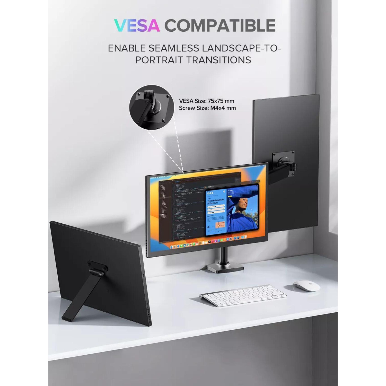 UPERFECT 18.4" 4K 3840x2160 HDR Portable Monitor USB C Monitor Gaming Screen 100%sRGB For PS6 5 XBOX ONE PC