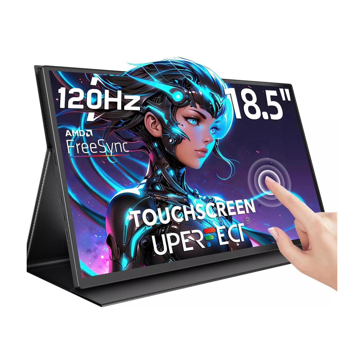 UPERFECT 18.5" 120Hz Touchscreen Portable Monitor 1080P 120Hz Gaming Monitor 1ms FreeSync Ultra Slim HDMI USB C w/VESA