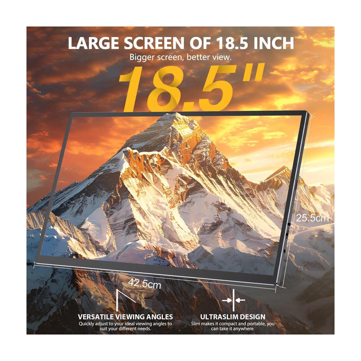 UPERFECT 18.5" 120Hz Touchscreen Portable Monitor 1080P 120Hz Gaming Monitor 1ms FreeSync Ultra Slim HDMI USB C w/VESA