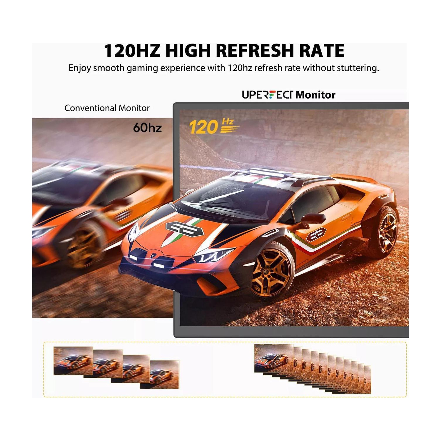 UPERFECT 18.5" 120Hz Touchscreen Portable Monitor 1080P 120Hz Gaming Monitor 1ms FreeSync Ultra Slim HDMI USB C w/VESA