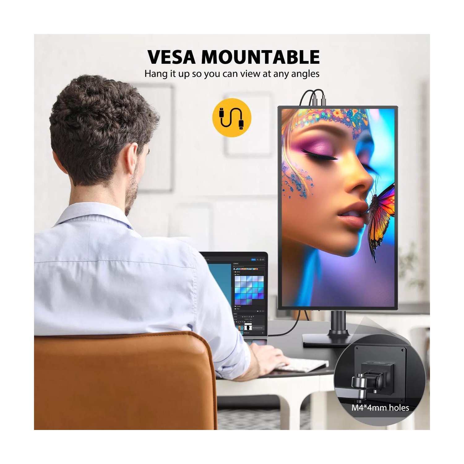 UPERFECT 18.5" 120Hz Touchscreen Portable Monitor 1080P 120Hz Gaming Monitor 1ms FreeSync Ultra Slim HDMI USB C w/VESA