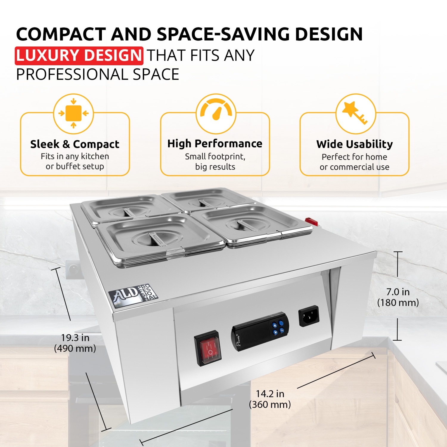 AP-332 Chocolate Melter | DIGITAL Electric Chocolate Warmer | Commercial Stainless Steel Fondue Pot | 5 Pots 21 lb | 110V