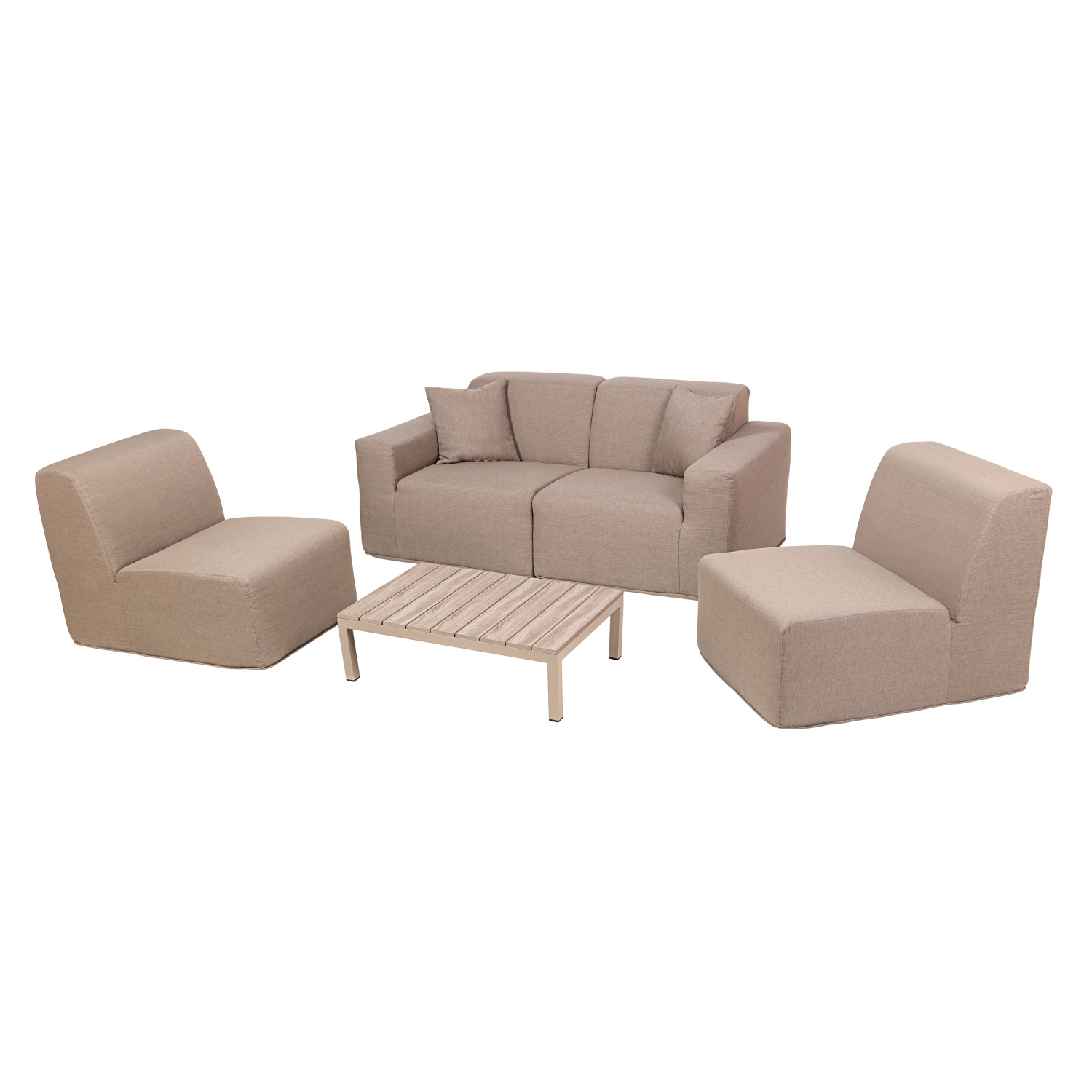 Deko Living 4 Place Seating Brown Outdoor Compression Foam Sofa and Table Set