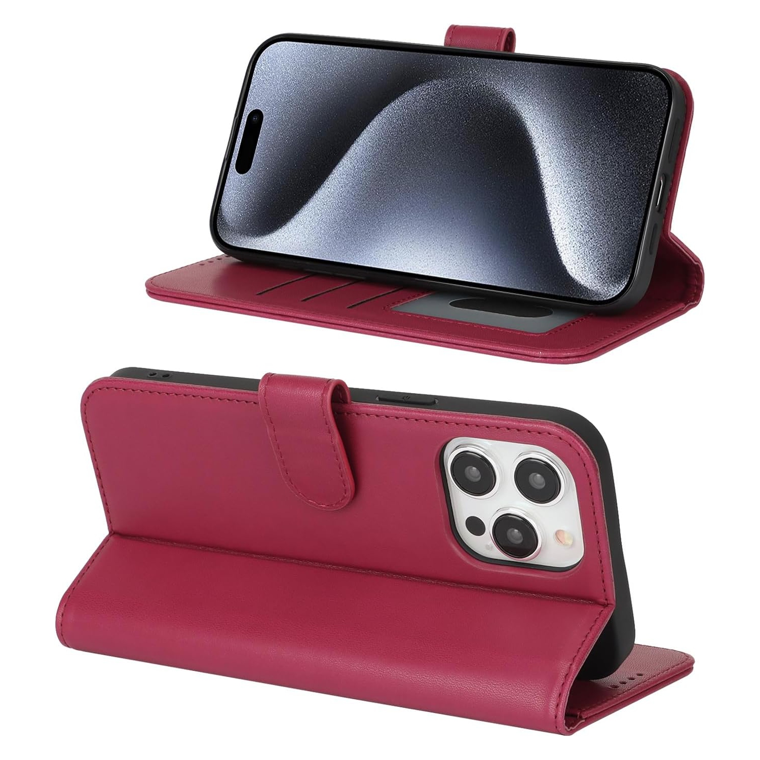 Wallet Case for iPhone 15 Pro Max, Premium PU Leather Flip Folio Case with Card Slot,Stand Holder and Magnetic Closure TPU Shockproof Interior