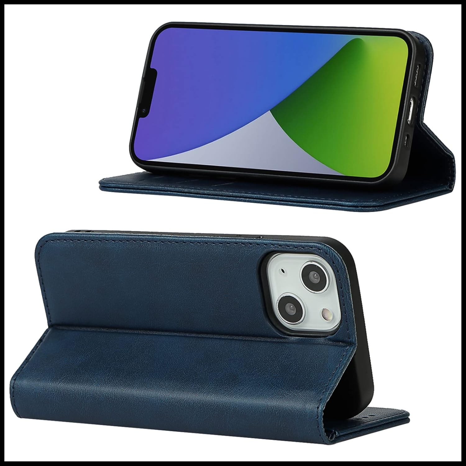 Étui portefeuille pour iPhone 15 Pro Max, étui folio à rabat en cuir PU de qualité supérieure avec fente pour carte, support et fermeture magnétique,