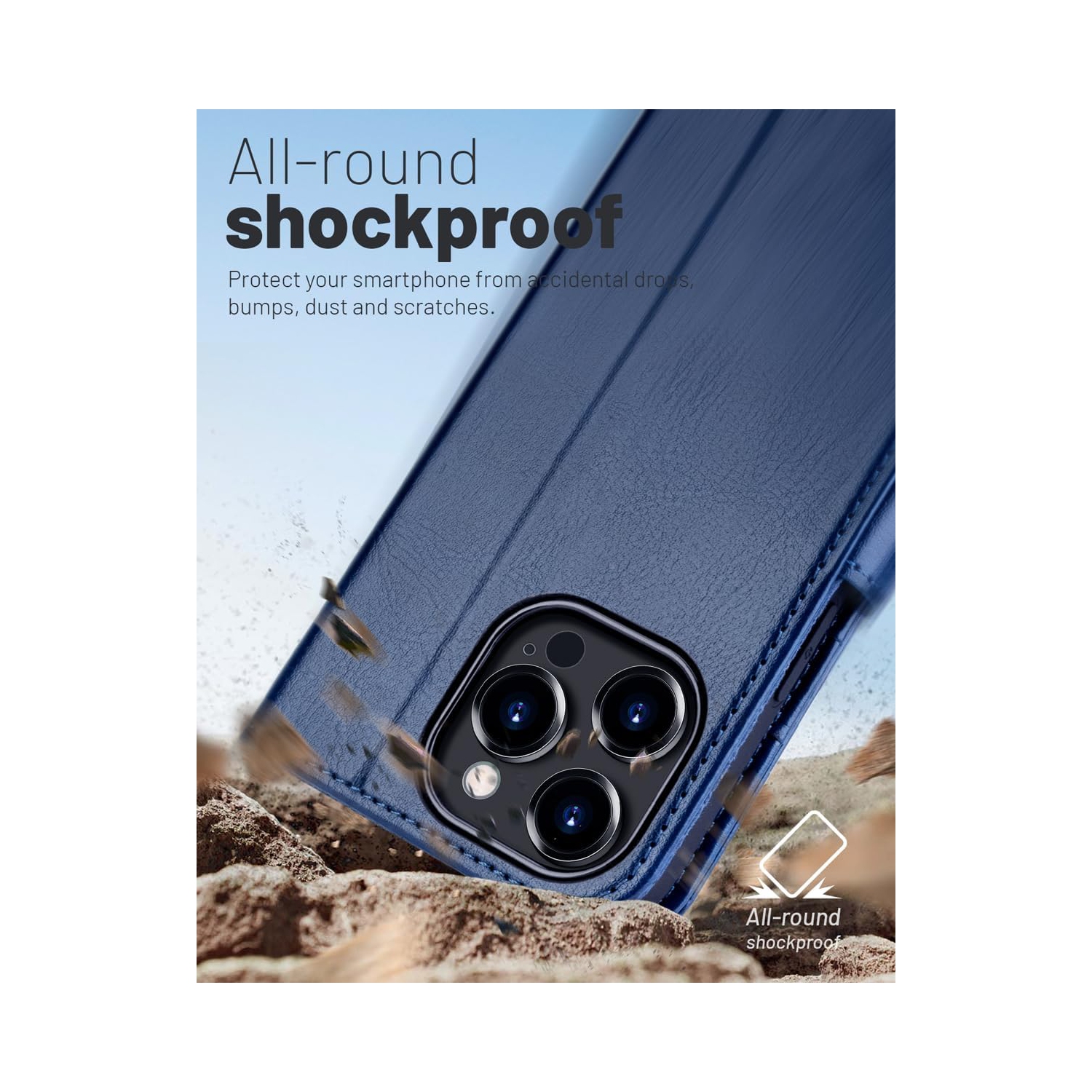 Étui portefeuille pour iPhone 15 Pro Max, étui folio à rabat en cuir PU de qualité supérieure avec fente pour carte, support et fermeture magnétique,