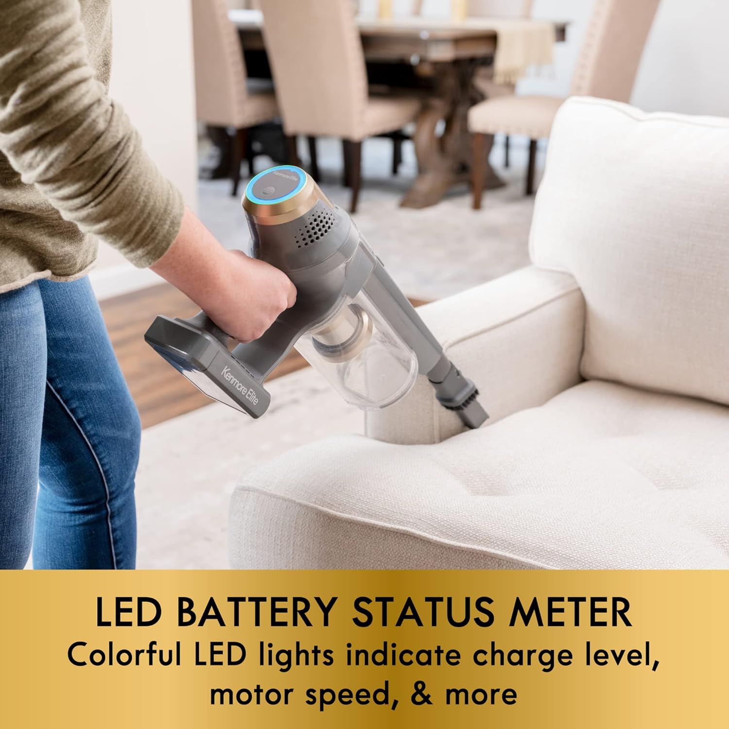 Aspirateur-balai sans fil DS4095 de Kenmore avec rallonge EasyReach, puissance à 2 vitesses, filtre HEPA, lampe frontale LED, se convertit en