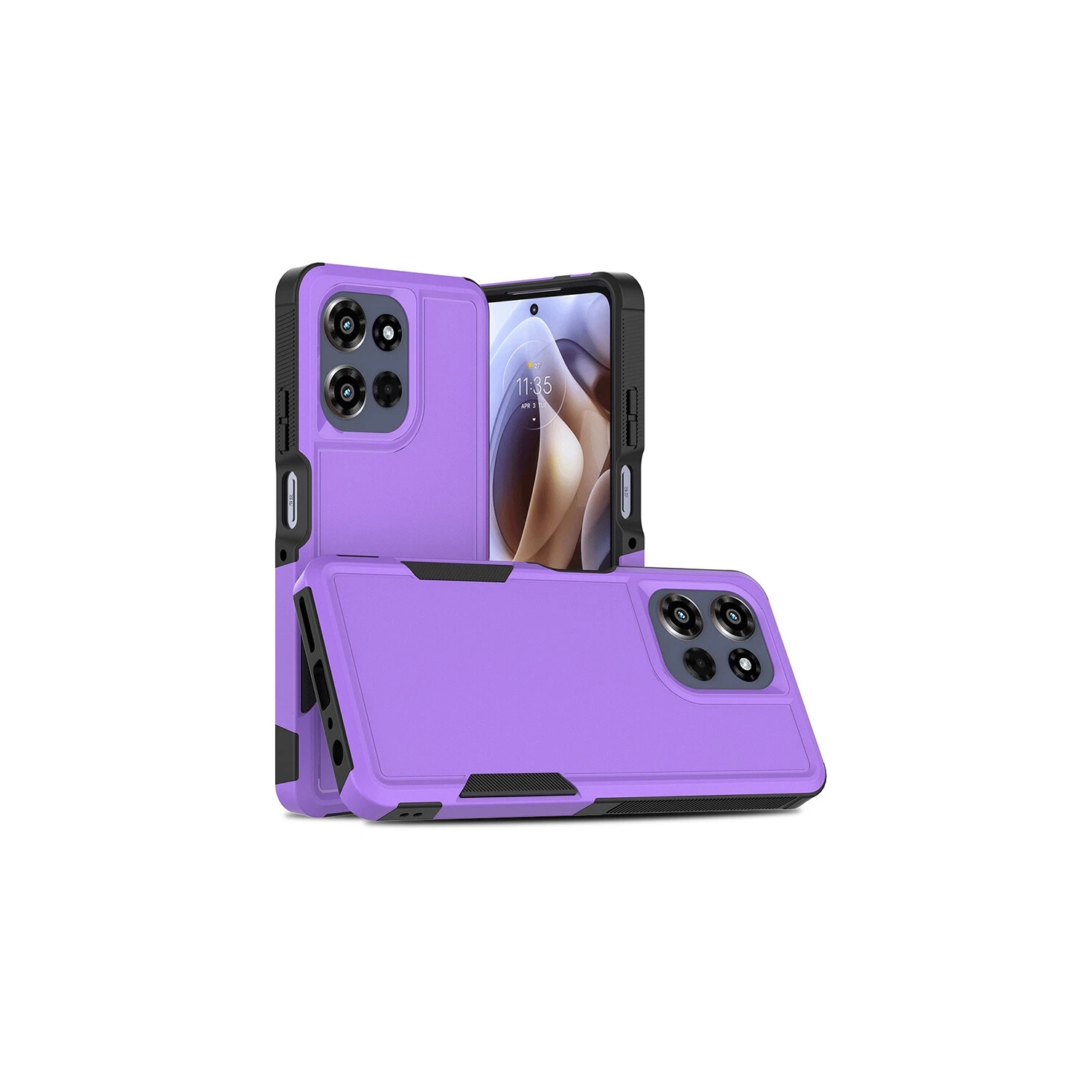 [CS] Dual Layers Heavy Duty Rubber Armor Hard Case Cover for Motorola Moto G Power 5G 2025, Purple