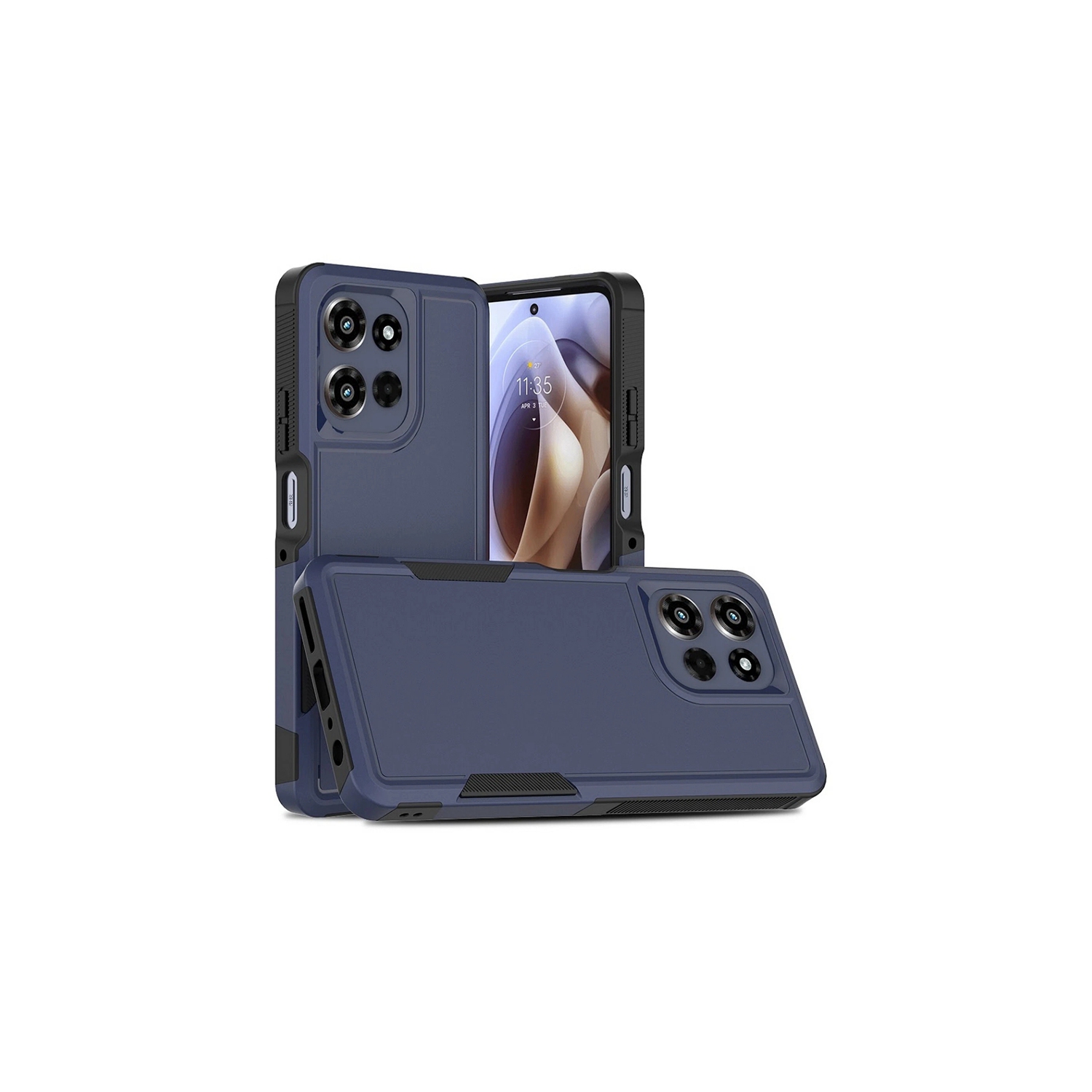 [CS] Étui rigide en caoutchouc robuste double couche pour Motorola Moto G Power 5G 2025, marine