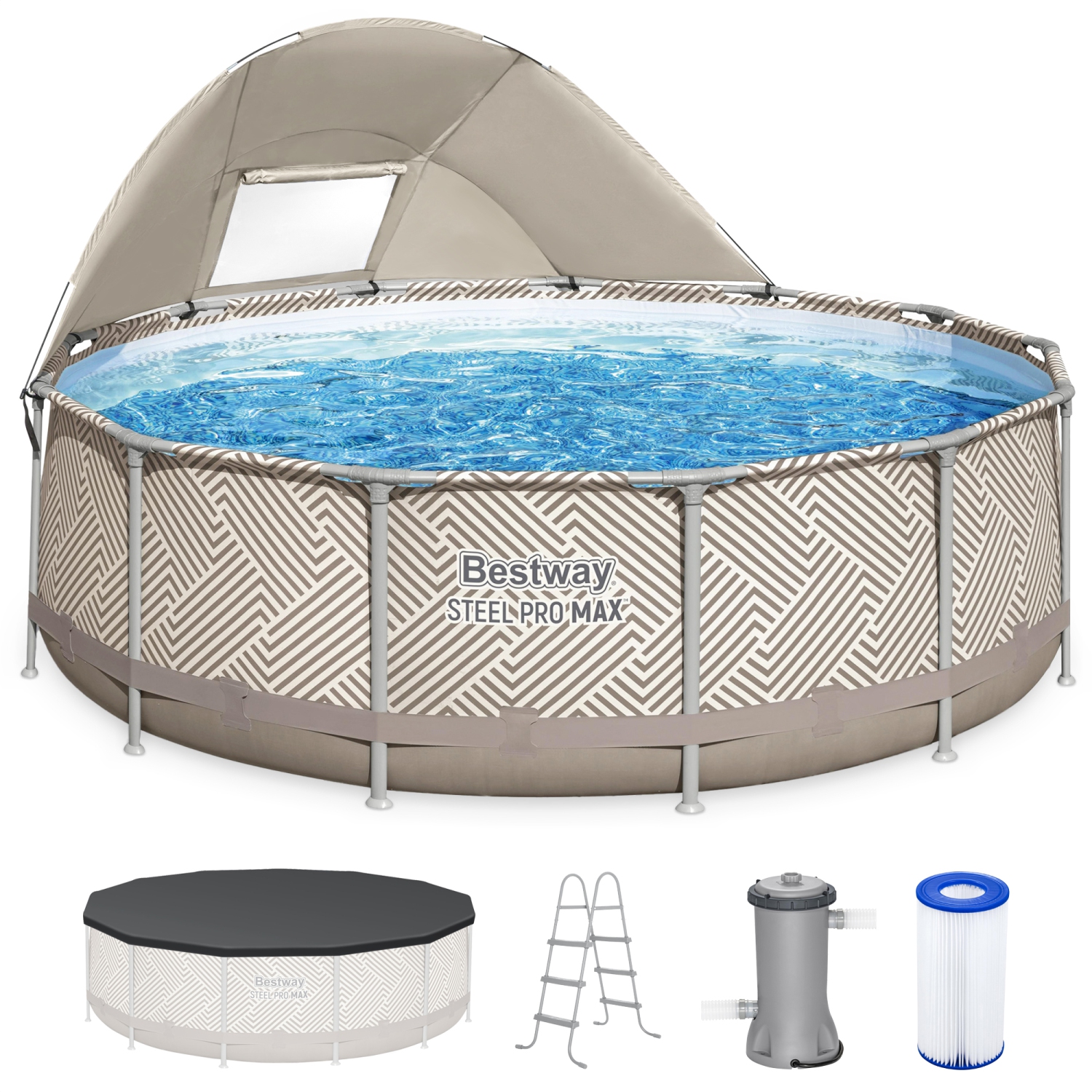 Ensemble de piscine hors-terre ronde 13 pi x 42&nbsp;po Steel Pro MAX de Bestway avec auvent et échelle