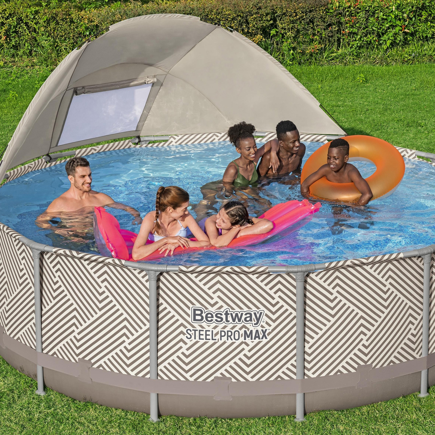 Ensemble de piscine hors-terre ronde 13 pi x 42&nbsp;po Steel Pro MAX de Bestway avec auvent et échelle