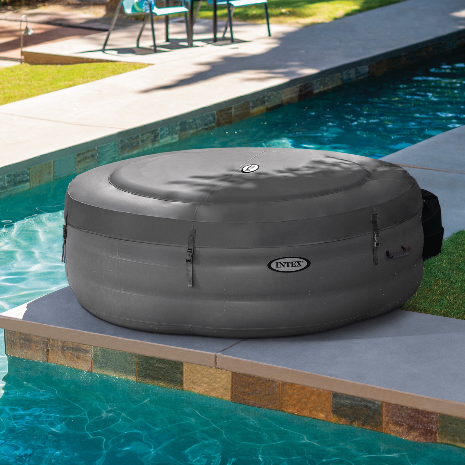 Intex SimpleSpa Bubble Massage 6 Person Inflatable Hot Tub with Energy Cover