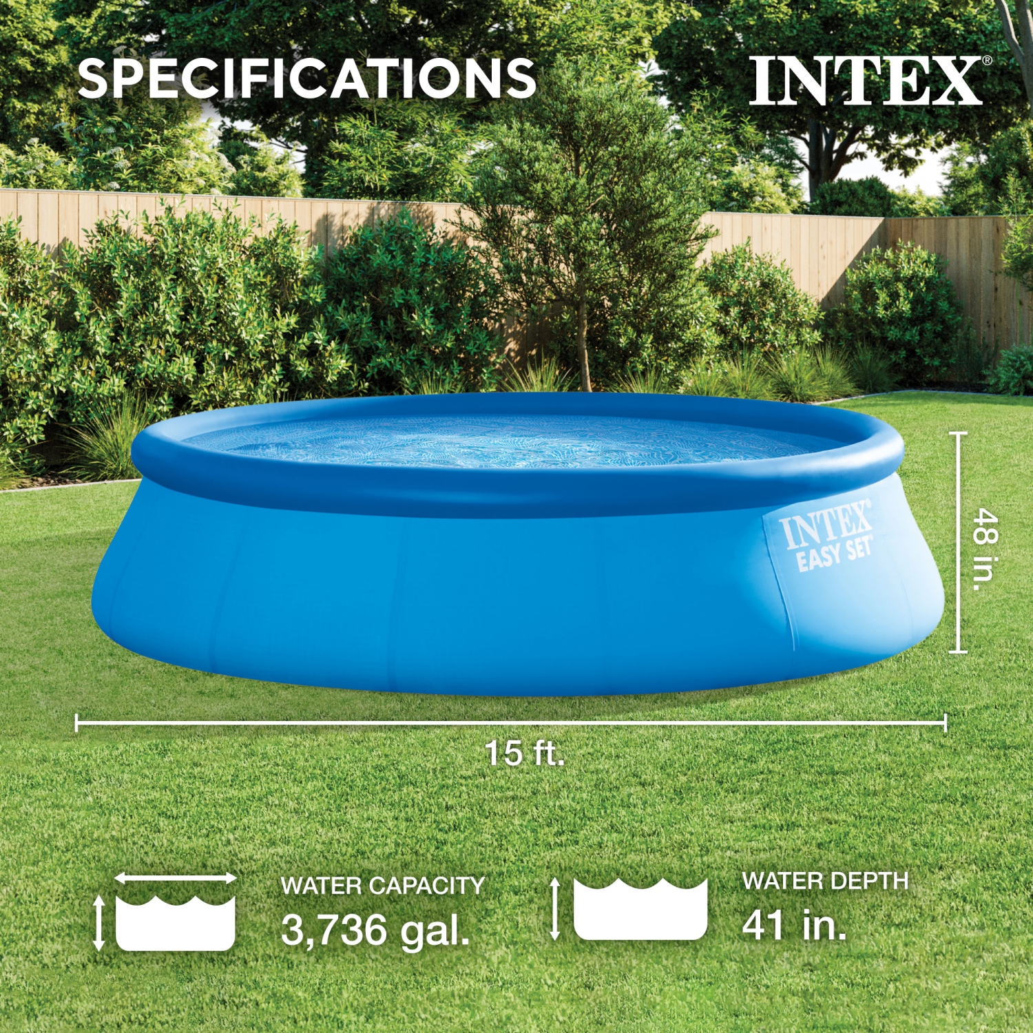 Piscine hors terre gonflable facile à installer de 15 pi x 48&nbsp;po d'Intex avec échelle et pompe
